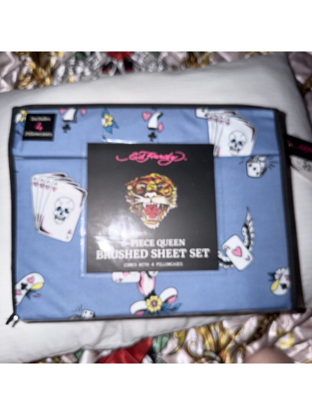 Ed Hardy Queen Sheet Set 6Pc Double Brushed Soft Cooling Bedding